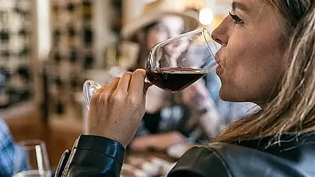 Woman drinking wine